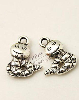 Charm sarpe, argintiu antichizat, 16x13x3mm