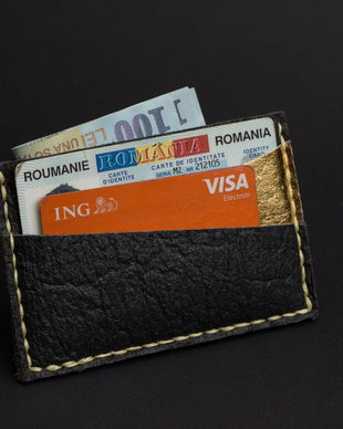 Portofel MiniP "AD15" din Pinatex - piele din ananas, slim, personalizat prin gravura