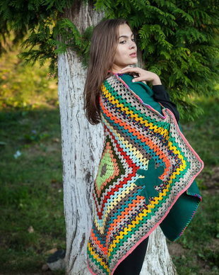 Poncho tare colorat
