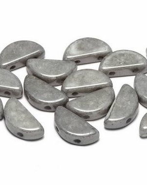 Semi Circle Beads, 5x10 mm, Chalk White Grey Luster - 03000-14449