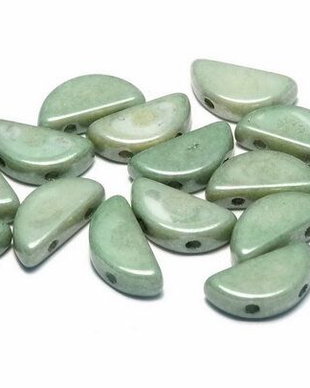 Semi Circle Beads, 5x10 mm, Chalk White Teal Luster - 03000-14459