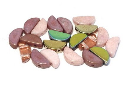 Semi Circle Beads, 5x10 mm, Lavander Garden - 00030-Mix3