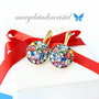 Swarovski - Multicolor Chaton Regal / Argint Placat Cu Aur