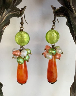 ORANGE AUTUMN-agate,perle,murano