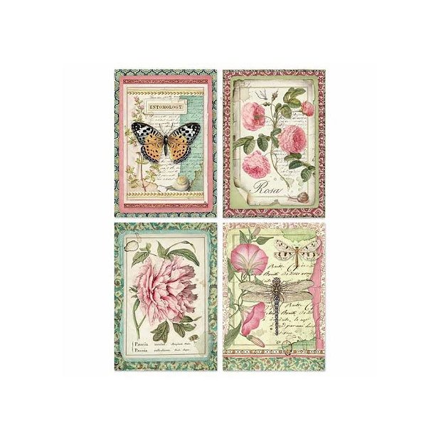 Hartie de orez pt. decoupage A4- Botanic flower cards (35573)