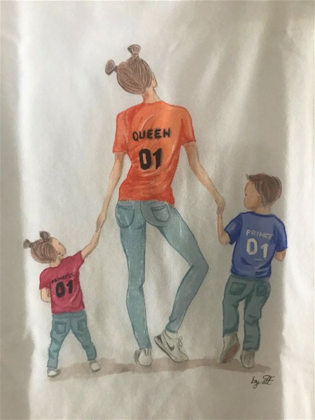 Tricou pictat "Mom of 2"