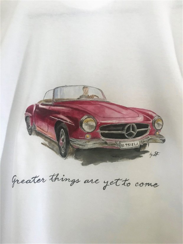 Tricou pictat "Greater things"