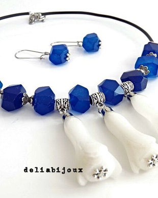 Set de bijuterii flori - agate 004