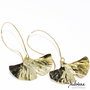 Cercei din alama frunze ginkgo biloba, cercei lungi argint, cercei statement, cercei handmade