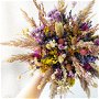 Buchet mireasă din flori naturale uscate "Culori de vară"  + Butoniera CADOU