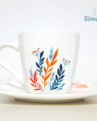 Set cesti cafea/ceai pictate manual