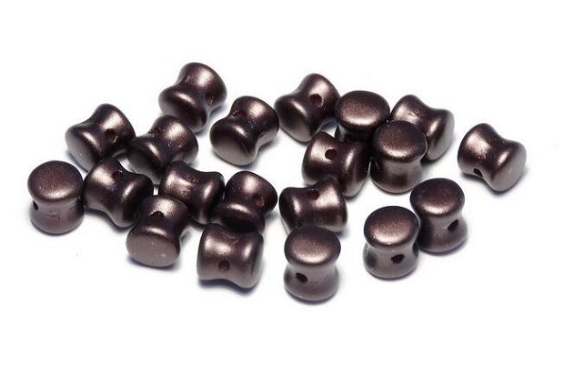 Diabolo Beads, 4x6 mm, Alabaster Pastel Dark Brown - 02010-25036