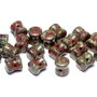 Diabolo Beads, 4x6 mm, Opaque Red Dark Travertin - 93200-86805