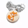 Colier cu broderie manuala -vulpea Fox cod CV7690
