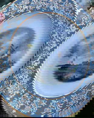 Farfurie decor , scena rurală cu moara de vânt