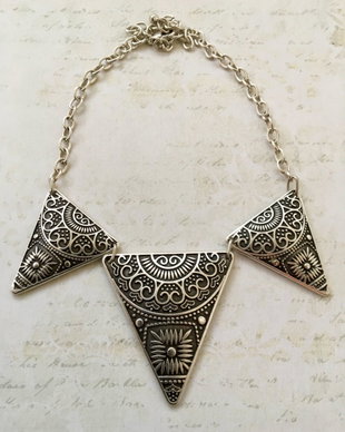 Colier boho zamac argintat