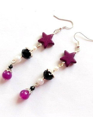 cercei howlite, perle sticla si cristale 35169