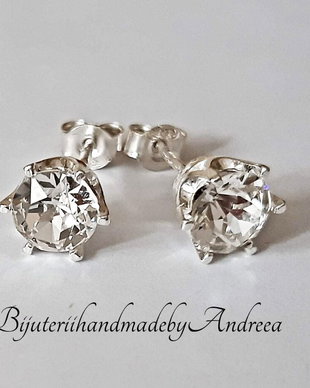 Cercei argint 925 tip gheara piatra Swarovski Chaton 6mm Crystal