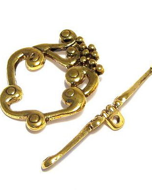 Inchizatoare toggle, auriu antichizat, 24x27 mm