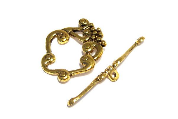 Inchizatoare toggle, auriu antichizat, 24x27 mm