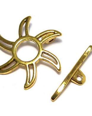 Inchizatoare toggle, auriu antichizat, 22.5x22.5 mm