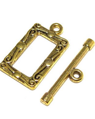 Inchizatoare toggle, auriu antichizat, 20x11.5 mm