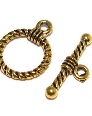 Inchizatoare toggle, auriu antichizat, 19x14 mm
