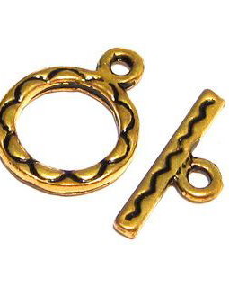 Inchizatoare toggle, auriu antichizat, 16x12 mm