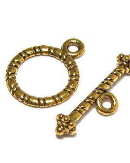 Inchizatoare toggle, auriu antichizat, 16.5x13 mm