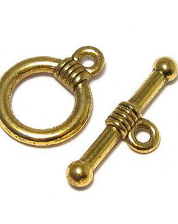 Inchizatoare toggle, auriu antichizat, 15x11 mm