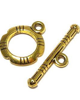 Inchizatoare toggle, auriu antichizat, 14.5x12 mm