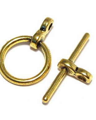 Inchizatoare toggle, auriu antichizat, 12x1.5 mm