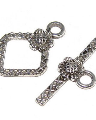 Inchizatoare toggle, argintiu antichizat, 21x15 mm