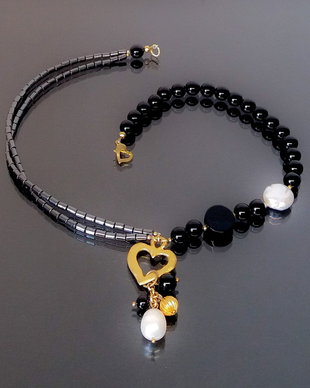 Colier, onix, perle