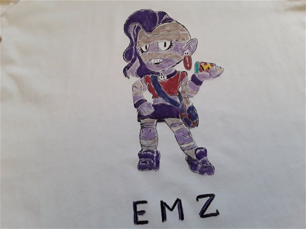 Tricou pictat manual EMZ din brawl stars personalizat