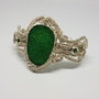 Bratara unicat , Bratara handmade , Bratara cu agata verde ,Bratara din sarma argintata.