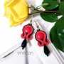 Cercei soutache rosii cu cristale negre