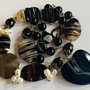 BLACK COFFEE-agate,onix,perle de cultura,bronz
