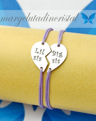 Set Personalizat Inima / Big Sis / Lil Sis / Argint 925