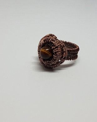 Inel din cupru, Inel cu piatra natuirala , Inel handmade.