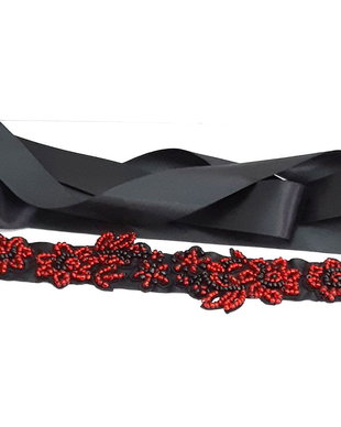 Brau cu margele/Cordon negru/rosu