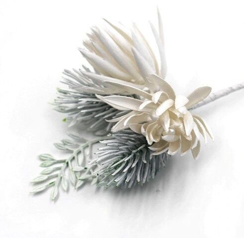 K0766 - (2buc) Buchetele flori decorative de iarna, crengute de brad, 16x8cm