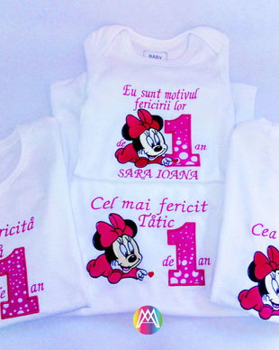 Set Tricouri aniversare "Minnie  Mouse" Brodate