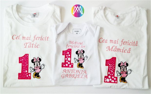 Set Tricouri aniversare cu "Minnie Mouse"