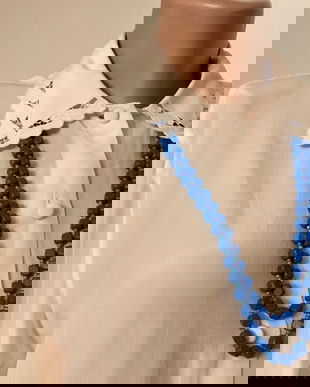 Bluza din mătase naturala ivoire cu guler brodat