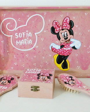 Set Aniversare 1 an cu Minnie  Mouse, pictat manual