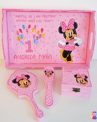 Set Mot cu Minnie Mouse ,pictat manual