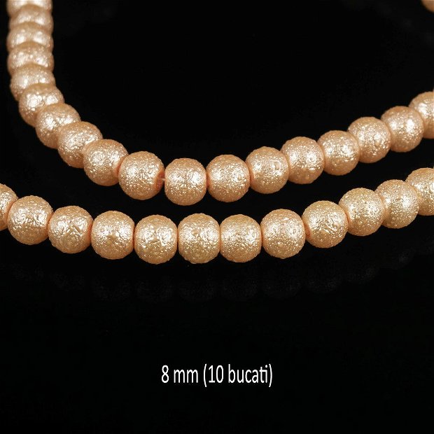 Perle de sticla, creponate, 10 buc, 8 mm, PSC-05