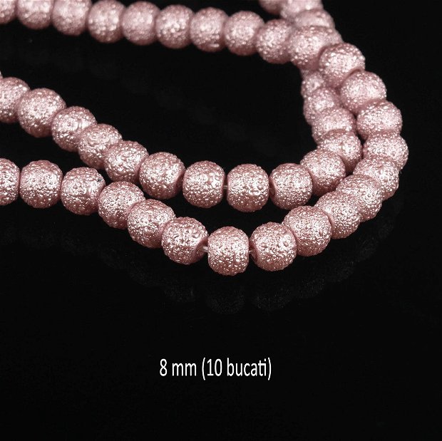 Perle de sticla, creponate, 10 buc, 8 mm, PSC-06
