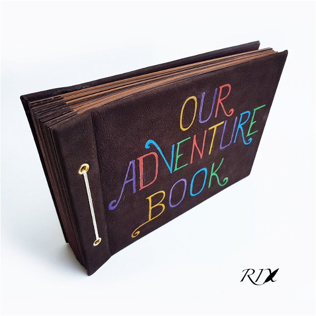 Album Foto - Our Adventure Book - cu coperta din piele naturală pictată manual